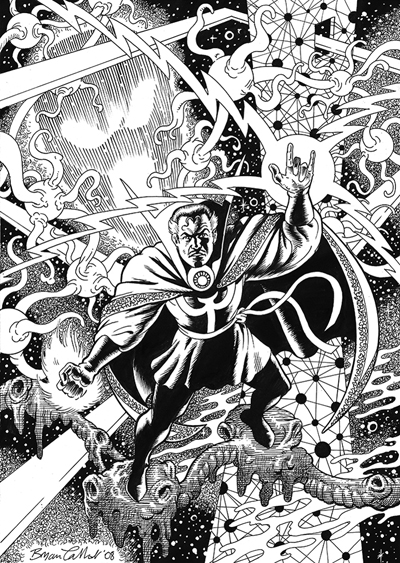After hearing the sad news about Steve Ditko, Bryan asked me to post this private commission from 2008 as a tribute.