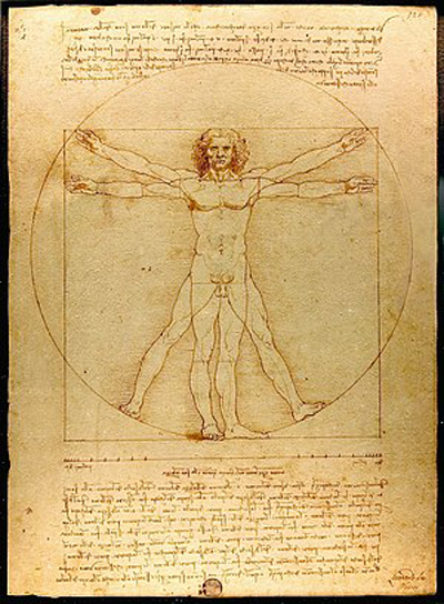 The “Divine Template” here is a reworked version of Da Vinci’s Vitruvian Man. The was a clever reason why I had it as being by Michelangelo but I can’t now remember what is was. Possible answers to this address.