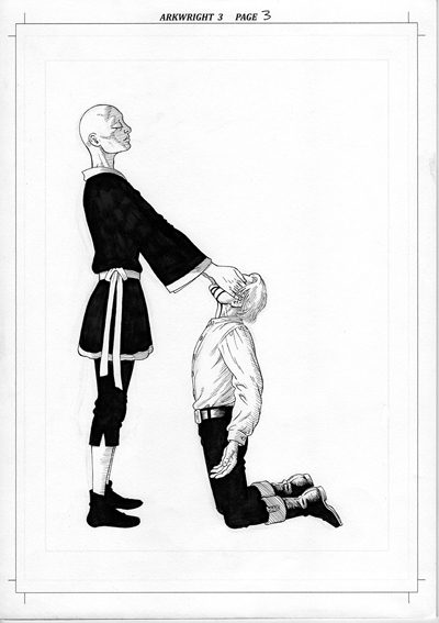 The Legend of Luther Arkwright page 3 - Ink on paper, 29.7 x 42cm - £400