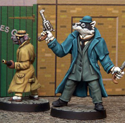 The LeBrock and Ratzi miniature figures fromCrooked Dice Game Design Studio